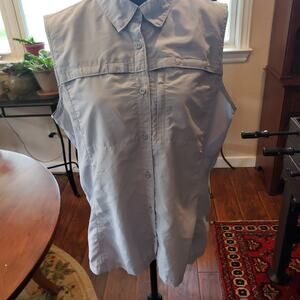 L‎ L Bean XL blue button up shirt with airy lining